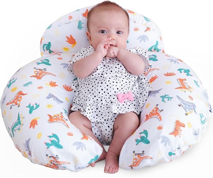 Nursing Pillow, More Support for Mom and Baby, Removable Cotton Cover and Colorful Animal Patterns